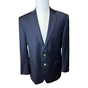Lauren Ralph Lauren Men’s 42R Wool Navy Blue Brass Button Sport Coat Blazer